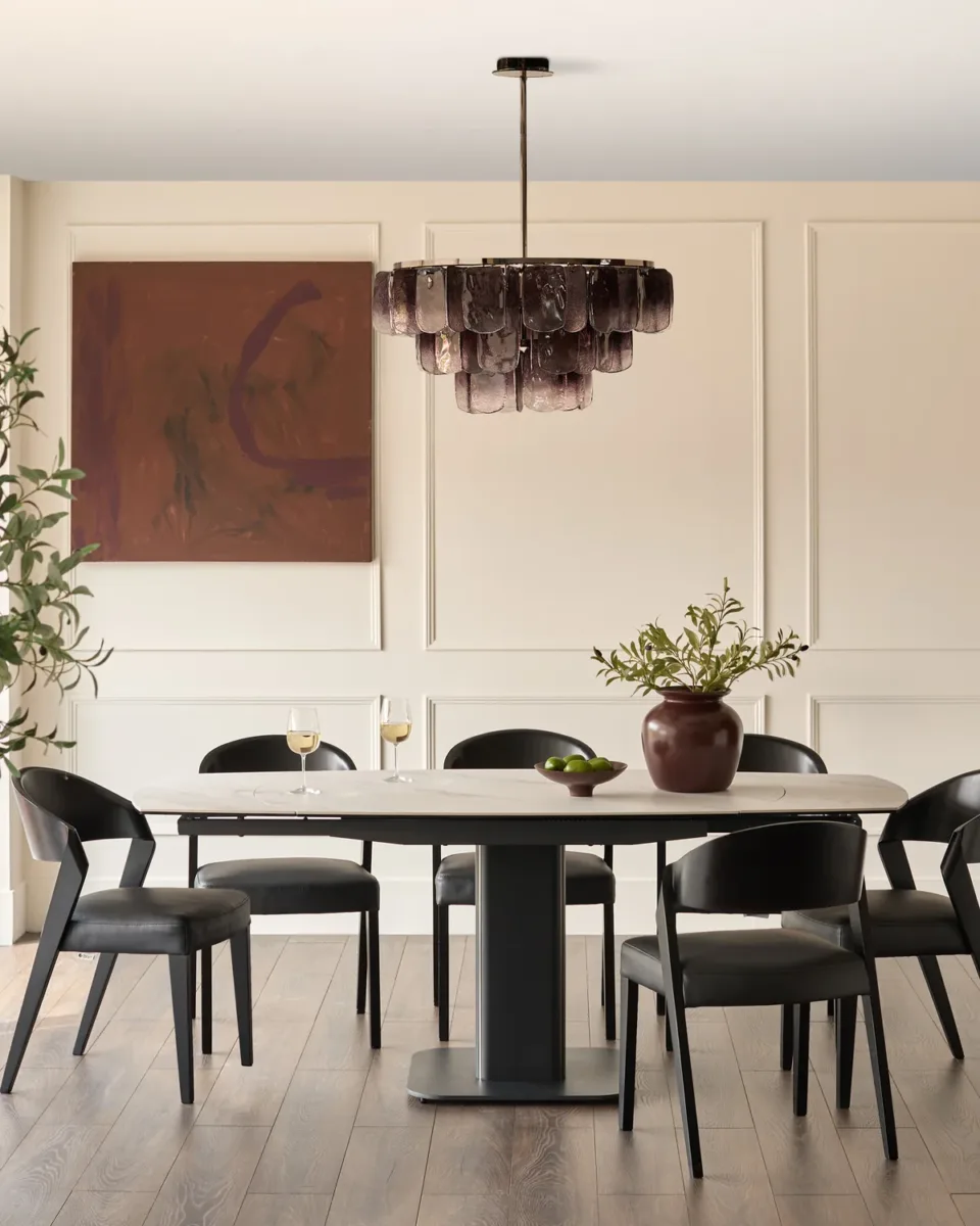 Fraser white ceramic 4-6 seater extending dining table - Image 3