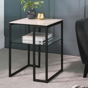 Georgia White Marbled Ceramic Side Table