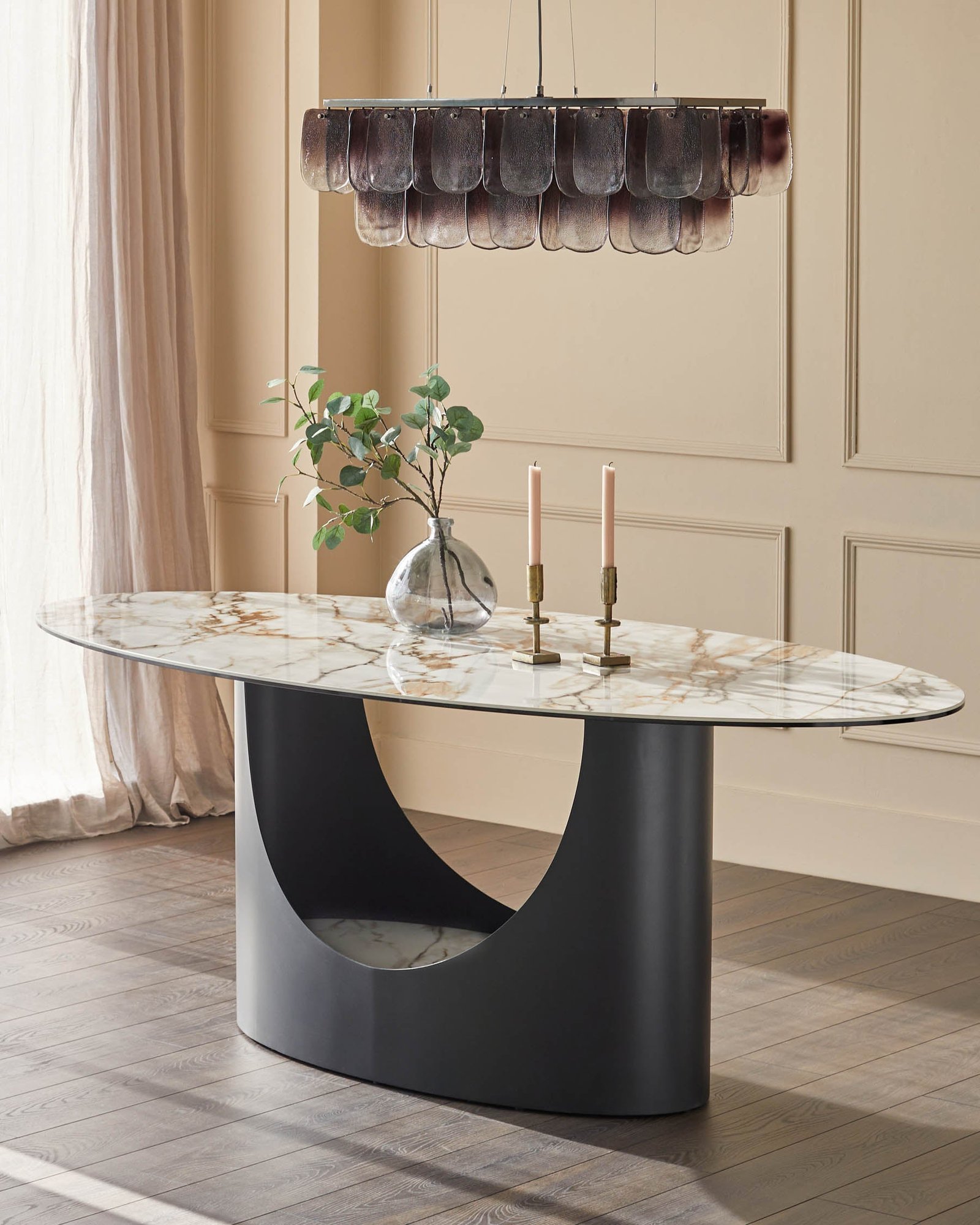 Giotto natural ceramic 8 seater dining table