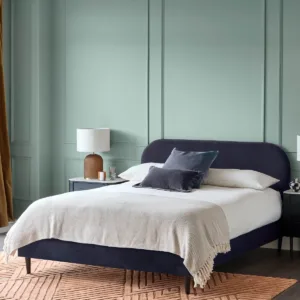 Hampton dark navy velvet double bed
