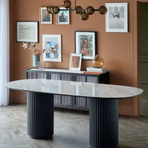 Hanne white ceramic 6 seater dining table