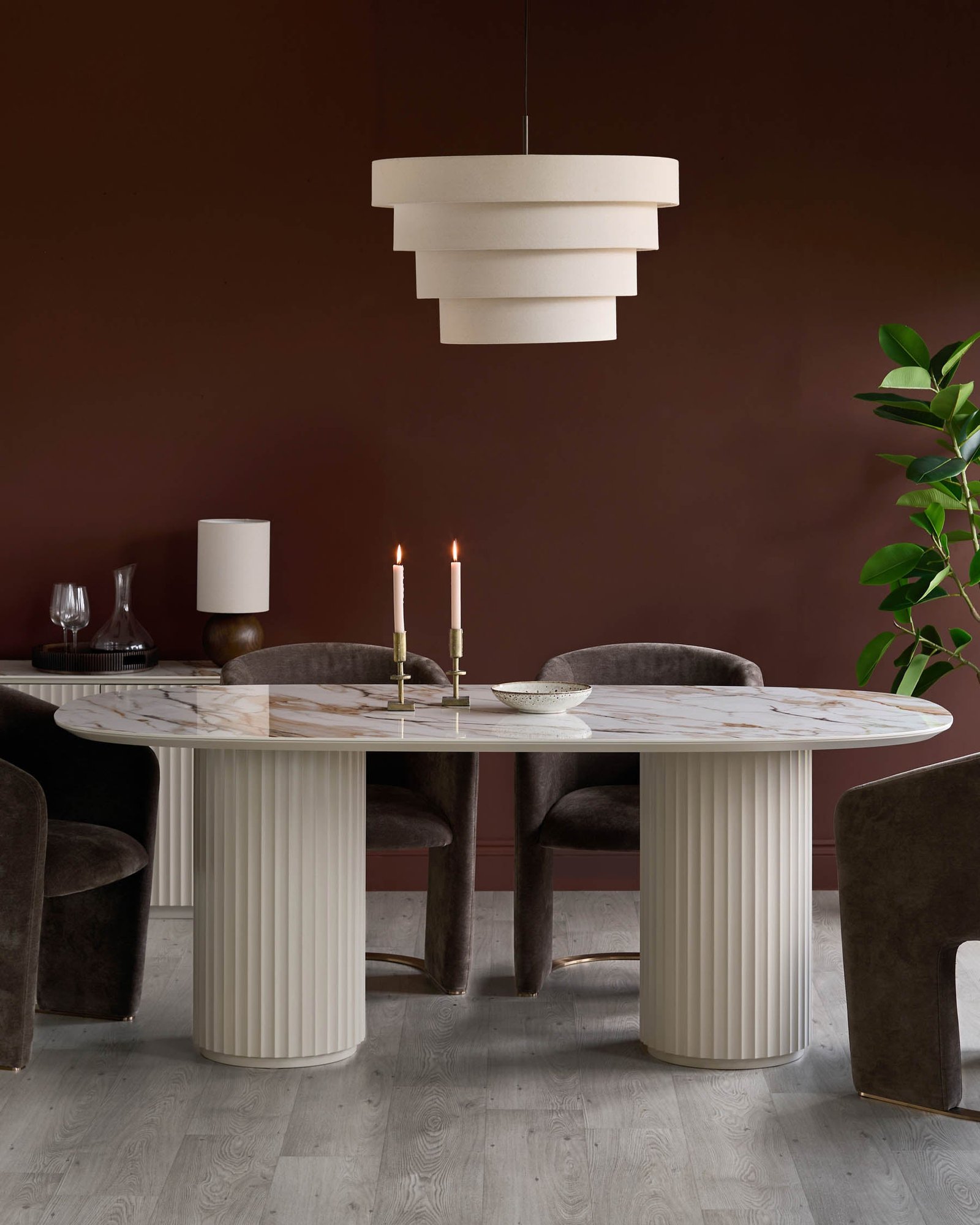 Hanne natural ceramic 6 seater dining table - Image 2