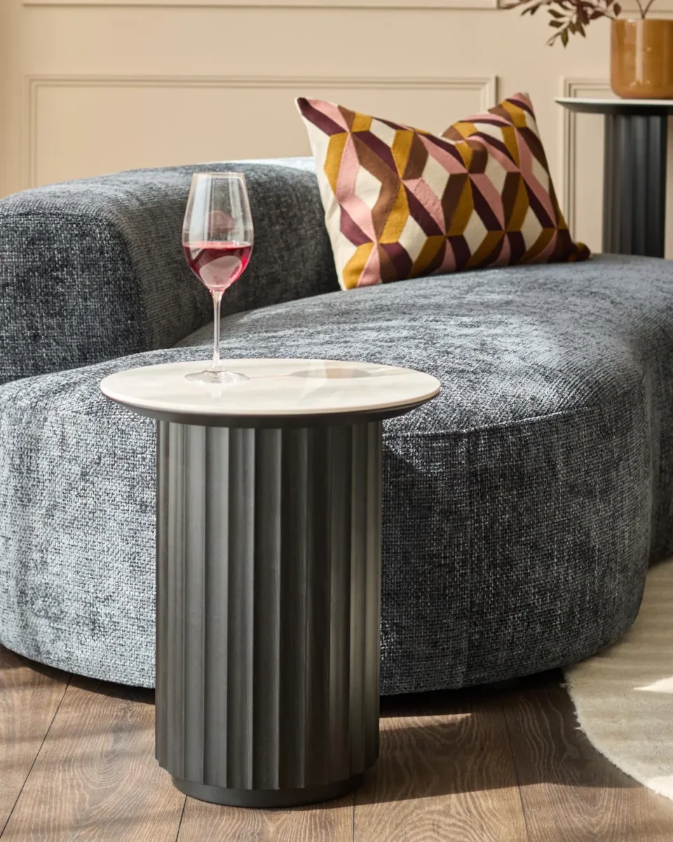 Hanne white ceramic side table