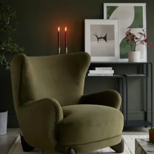 Harlan olive green velvet accent chair