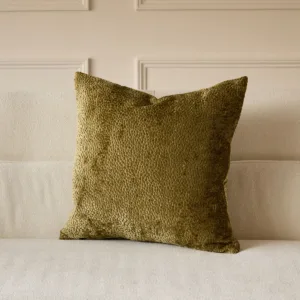 Harlene olive green medium velvet cushion