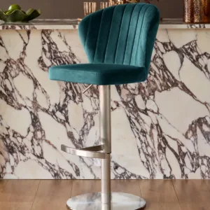 Harper Dark Teal Velvet Gas Lift Bar stool