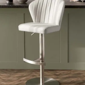 Harper Light Grey Faux Leather Gas Lift Bar stool