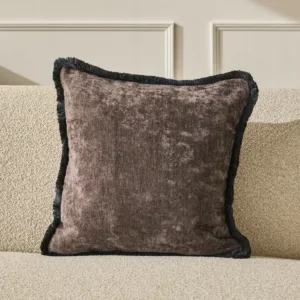 Hattie chocolate medium velvet cushion
