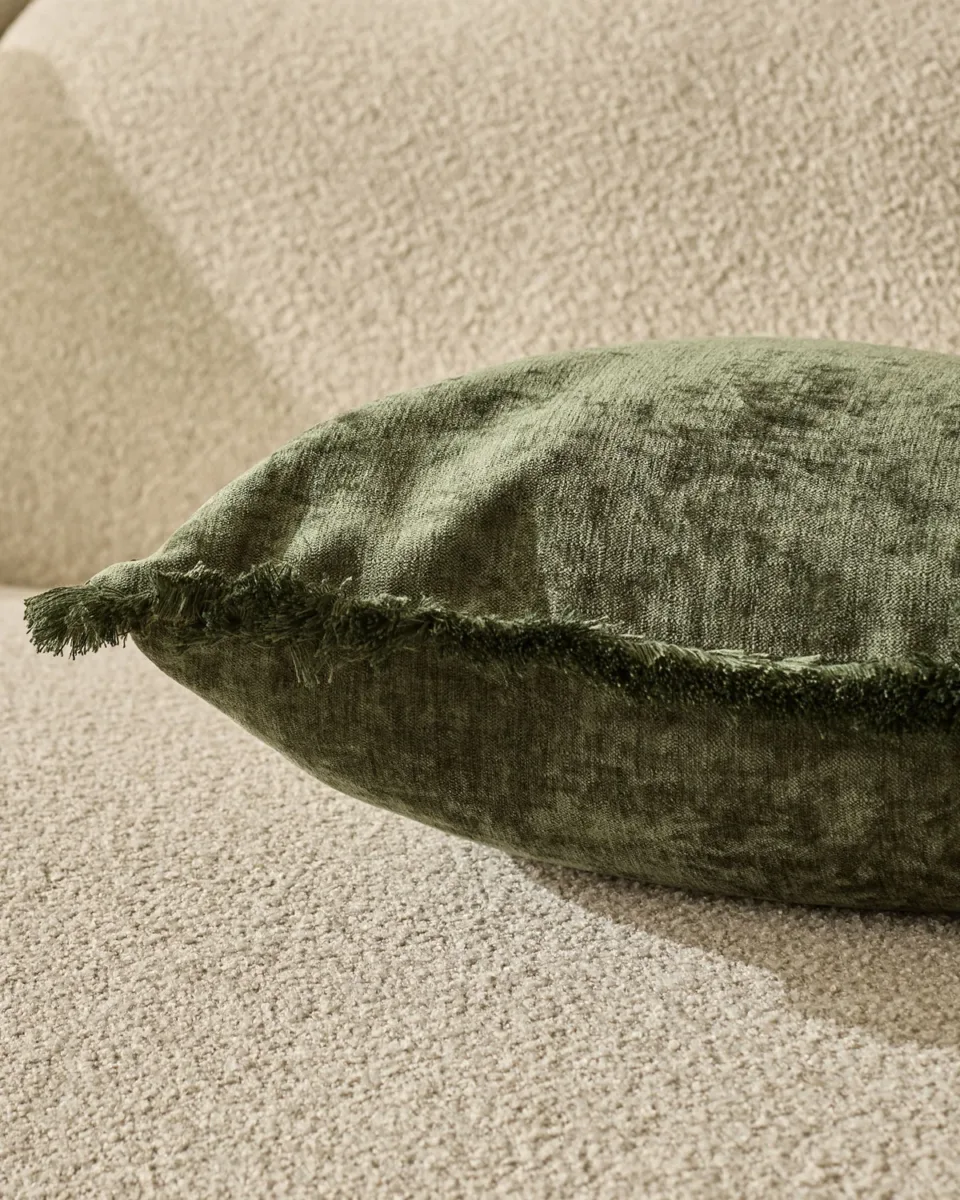 Hattie olive green medium velvet cushion - Image 4