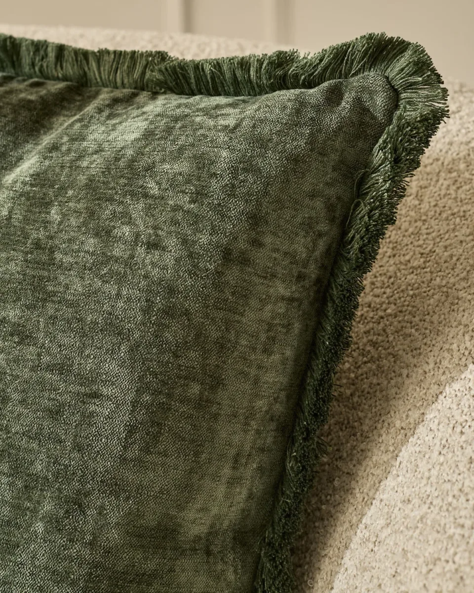 Hattie olive green medium velvet cushion - Image 2