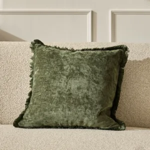 Hattie olive green medium velvet cushion