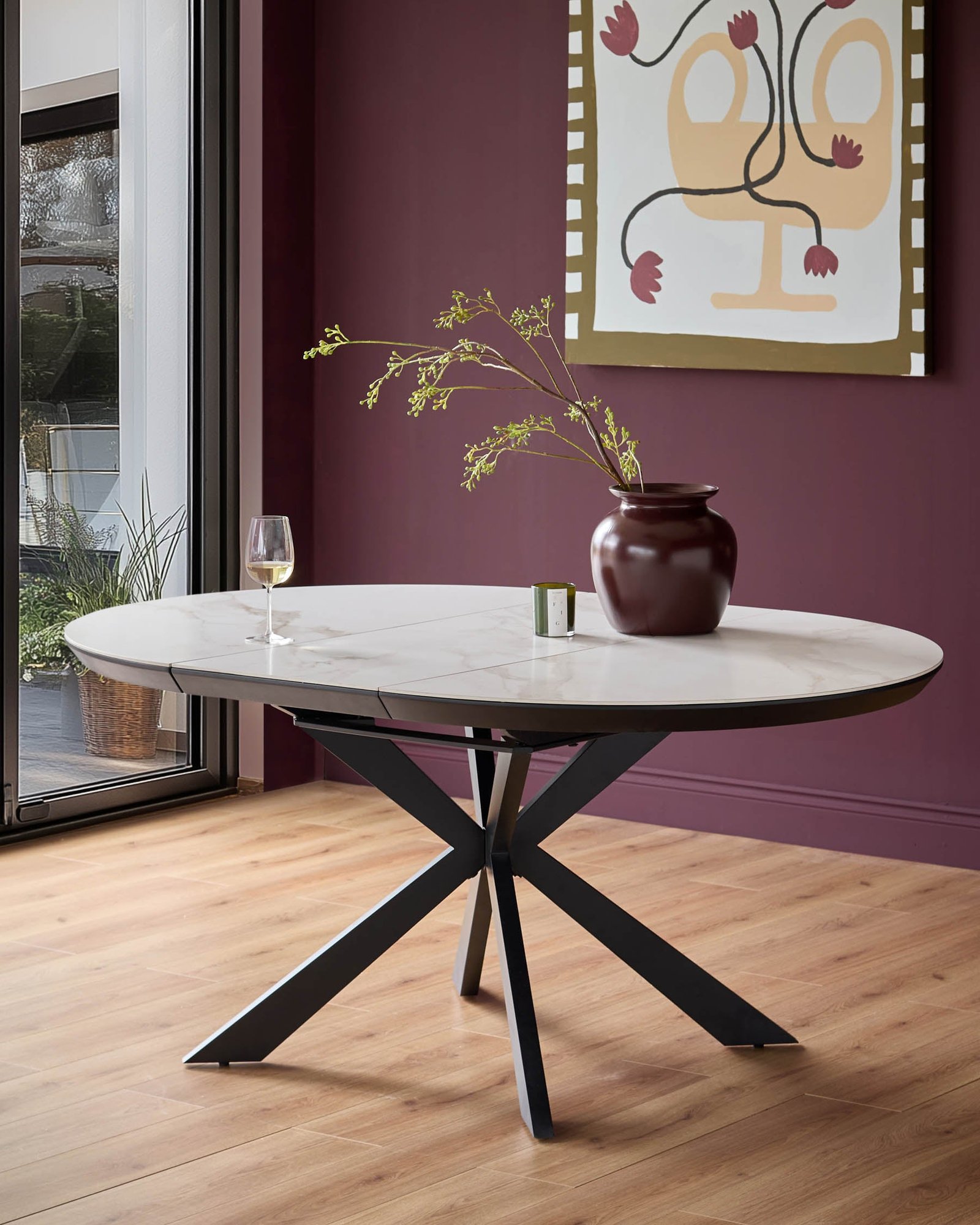 Hayden white round ceramic extending 4 to 6 dining table - Image 9