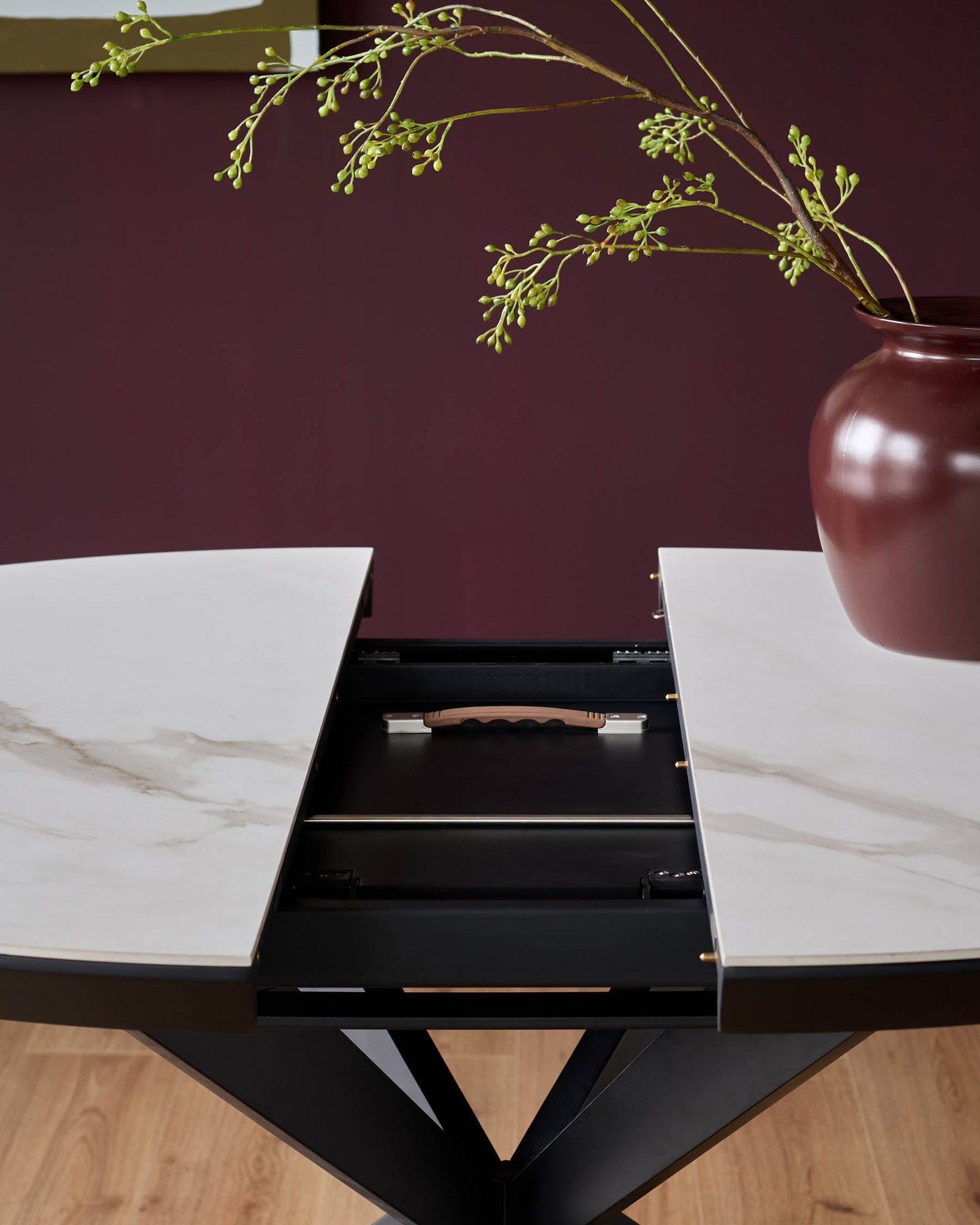 Hayden white round ceramic extending 4 to 6 dining table - Image 11