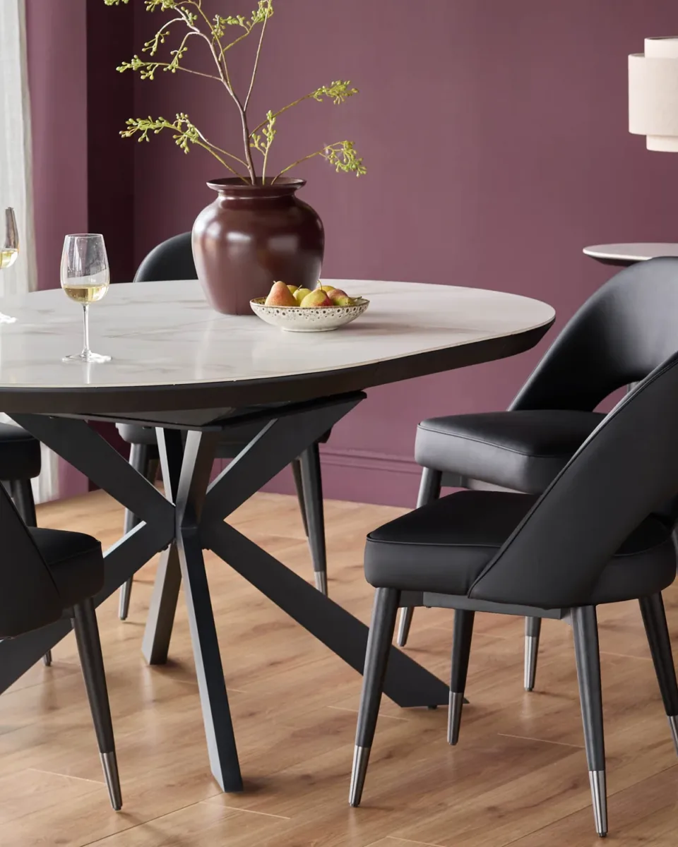 Hayden white round ceramic extending 4 to 6 dining table - Image 4