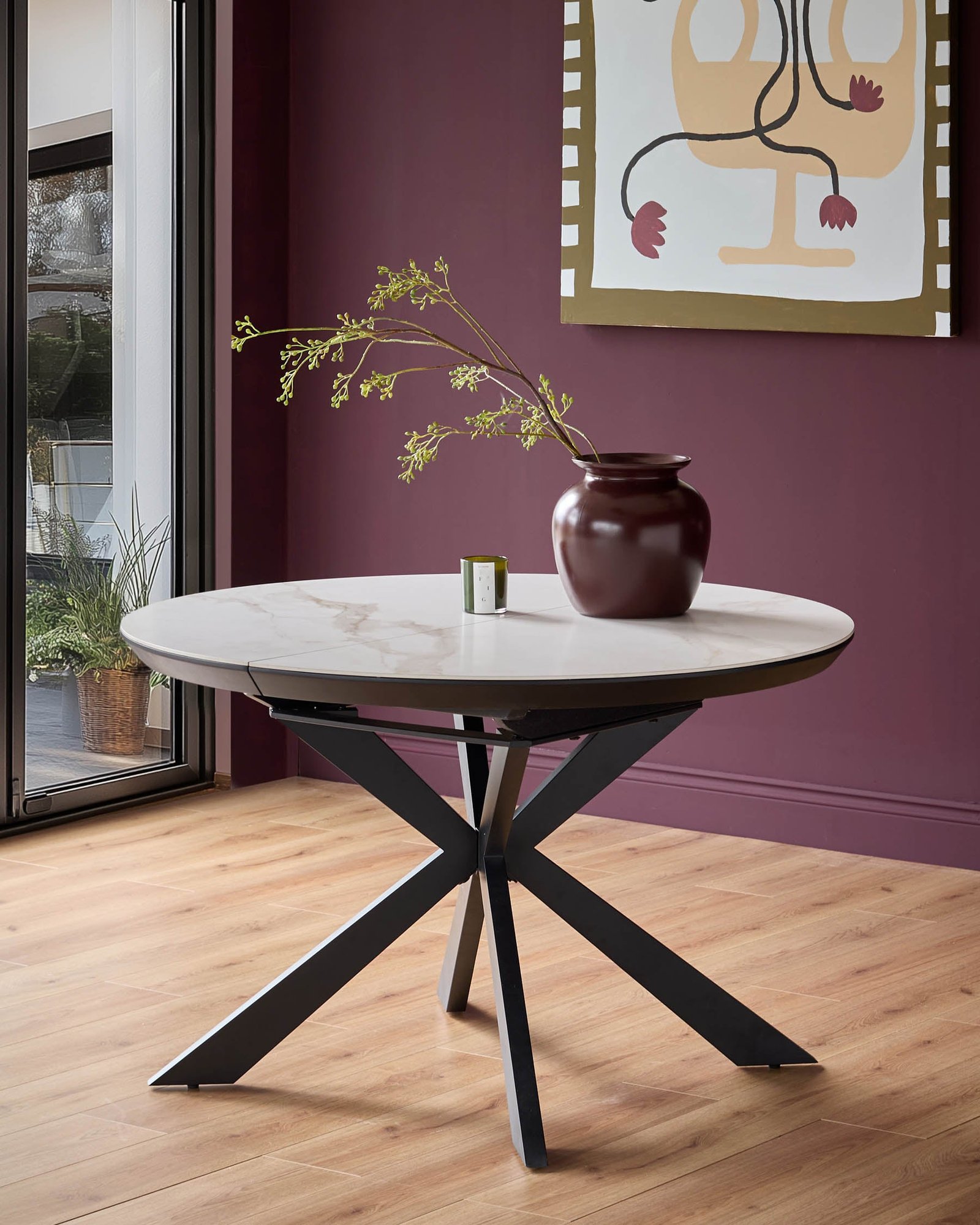 Hayden white round ceramic extending 4 to 6 dining table - Image 13