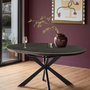 Hayden dark grey ceramic 4-6 extending round dining table
