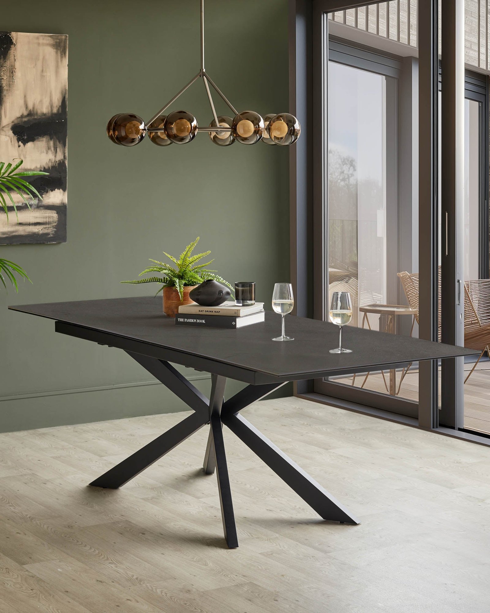Hayden dark grey ceramic extending 8 to 10 seater dining table