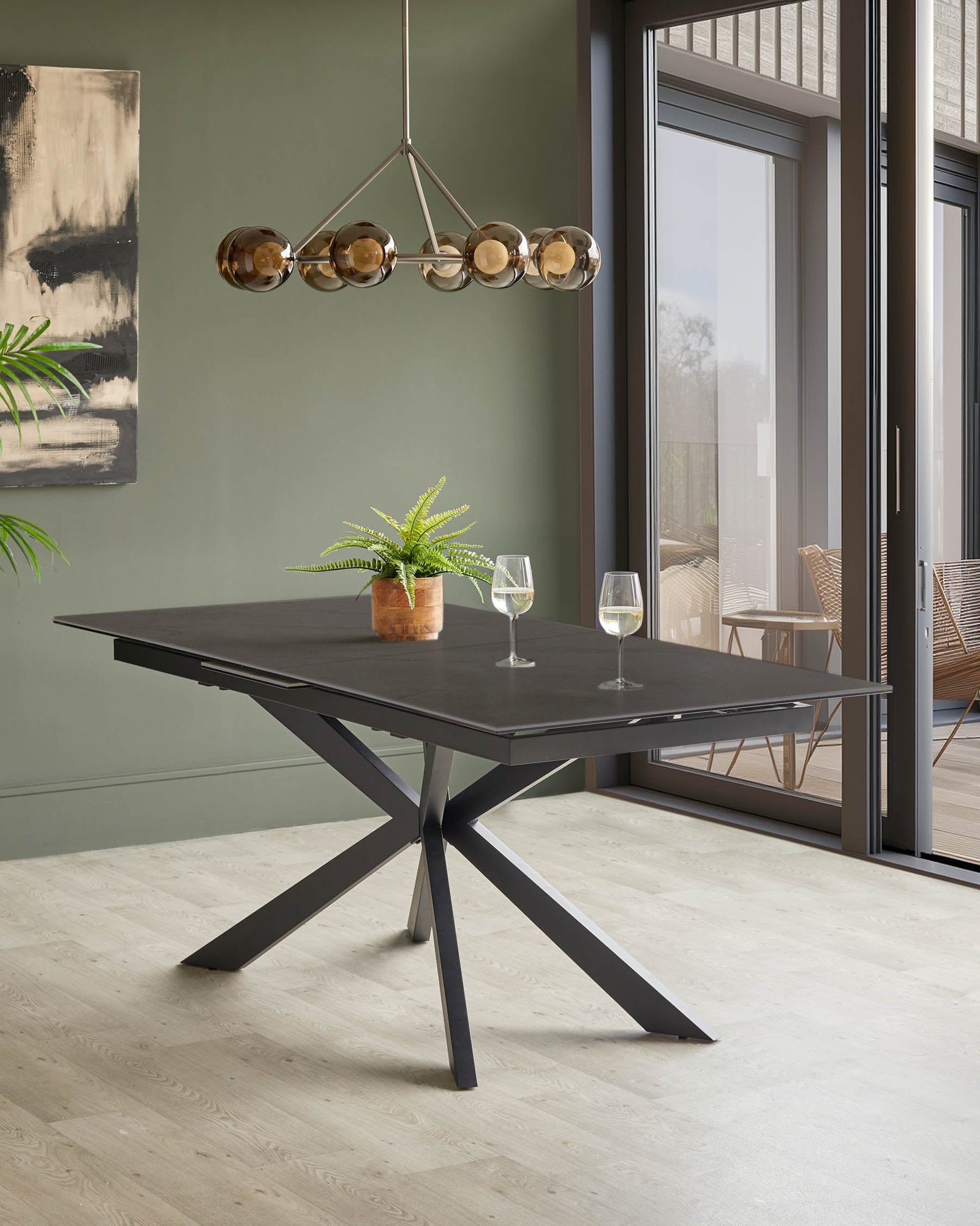 Hayden dark grey ceramic extending 8 to 10 seater dining table - Image 2
