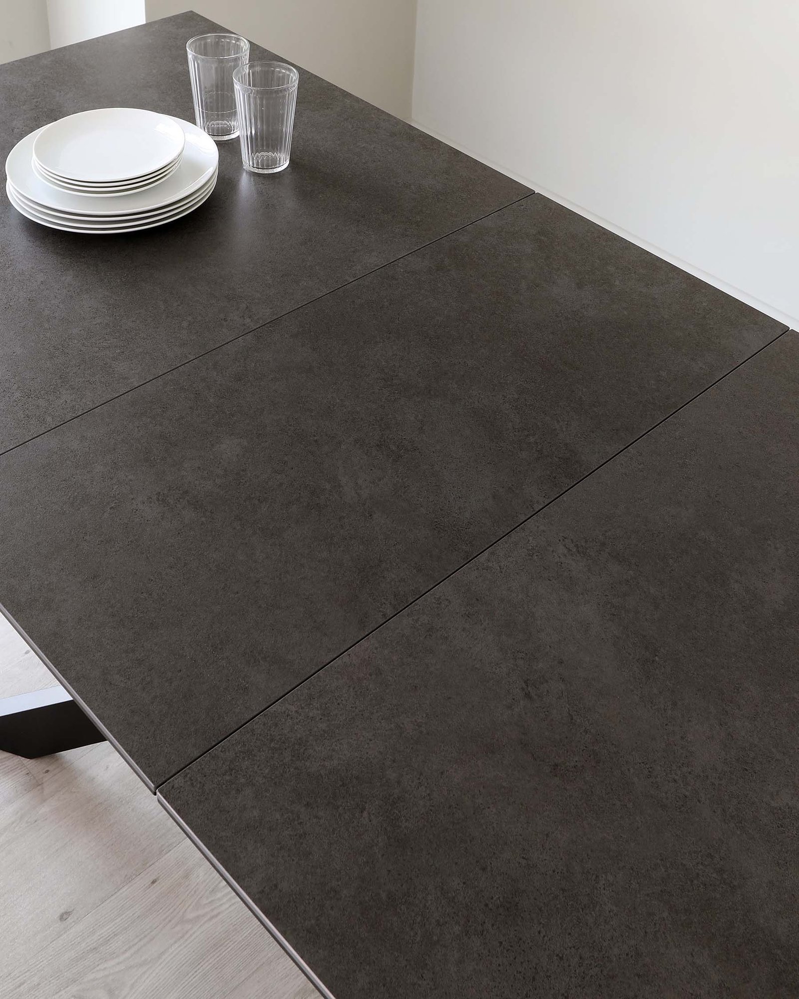 Hayden dark grey ceramic extending 8 to 10 seater dining table - Image 4