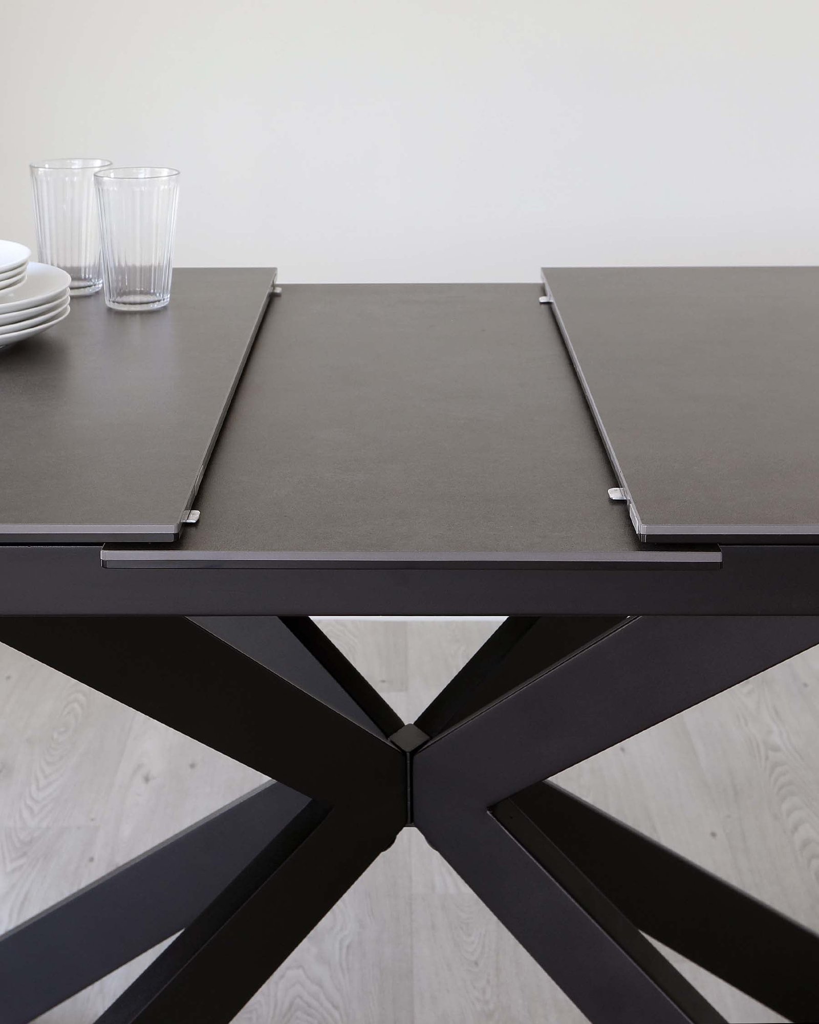 Hayden dark grey ceramic extending 8 to 10 seater dining table - Image 5