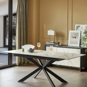 Hayden natural matt ceramic extending 6 to 8 seater dining table