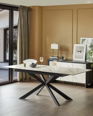 Hayden natural matt ceramic extending 6 to 8 seater dining table