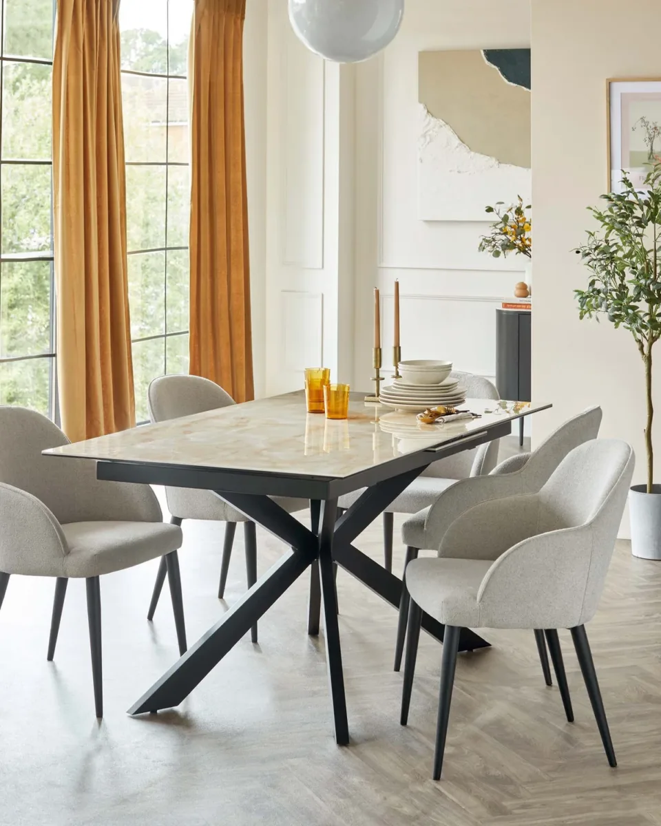Hayden Natural Ceramic Extending 6 to 8 Seater Dining Table - Image 2