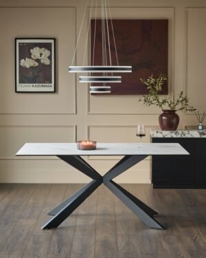Hayden white ceramic 6 seater dining table