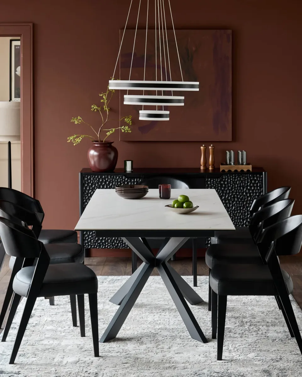 Hayden White Marbled Ceramic Extending 6 To 8 Seater Dining Table - Image 4
