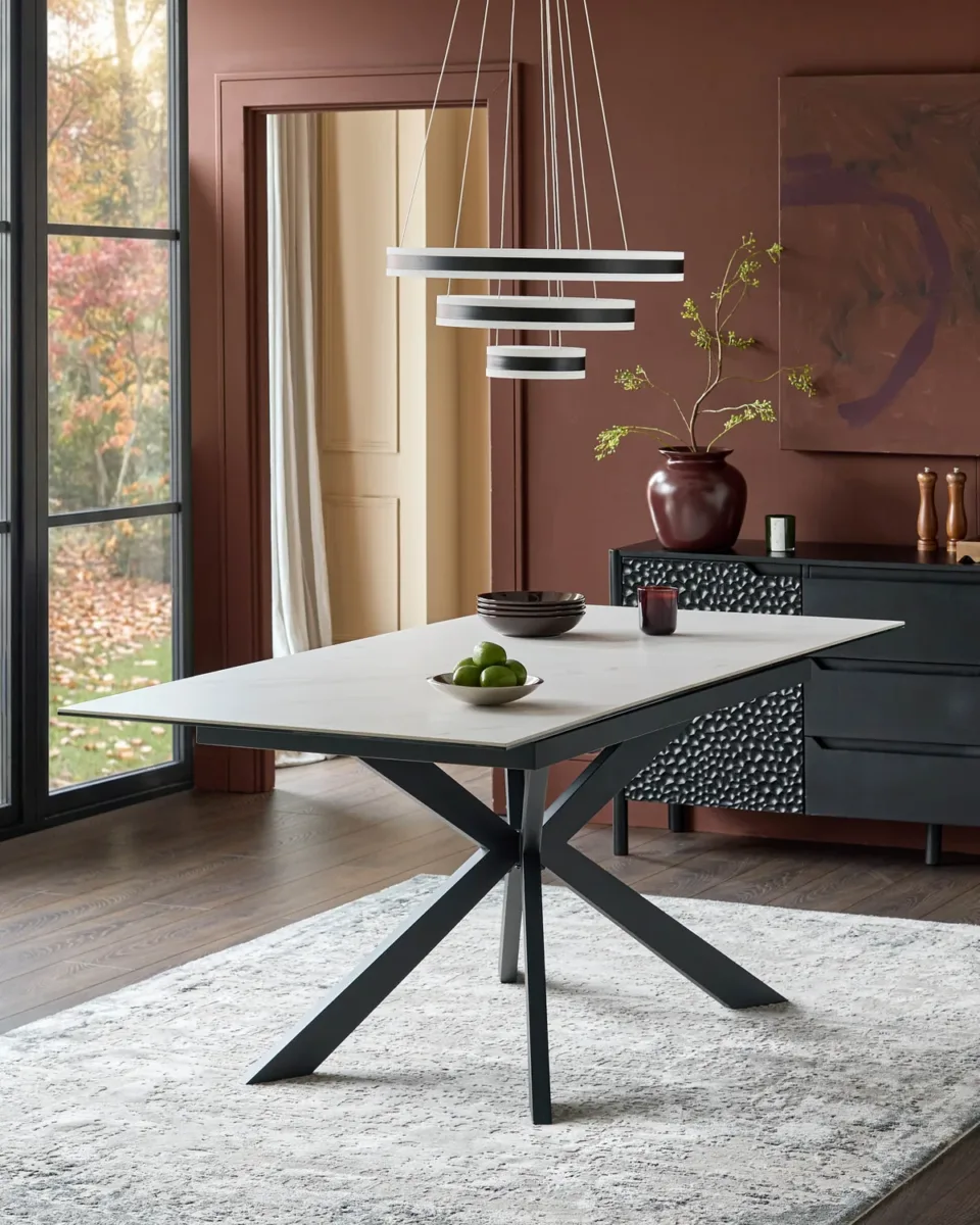 Hayden White Marbled Ceramic Extending 6 To 8 Seater Dining Table