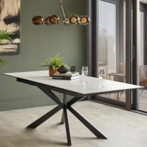 Hayden white ceramic extending 8 to 10 seater dining table