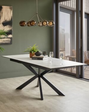 Hayden white ceramic extending 8 to 10 seater dining table
