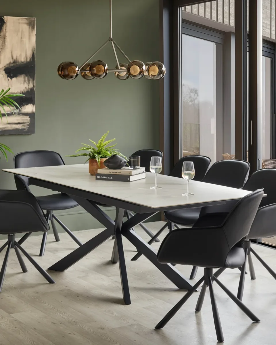 Hayden white ceramic extending 8 to 10 seater dining table - Image 3