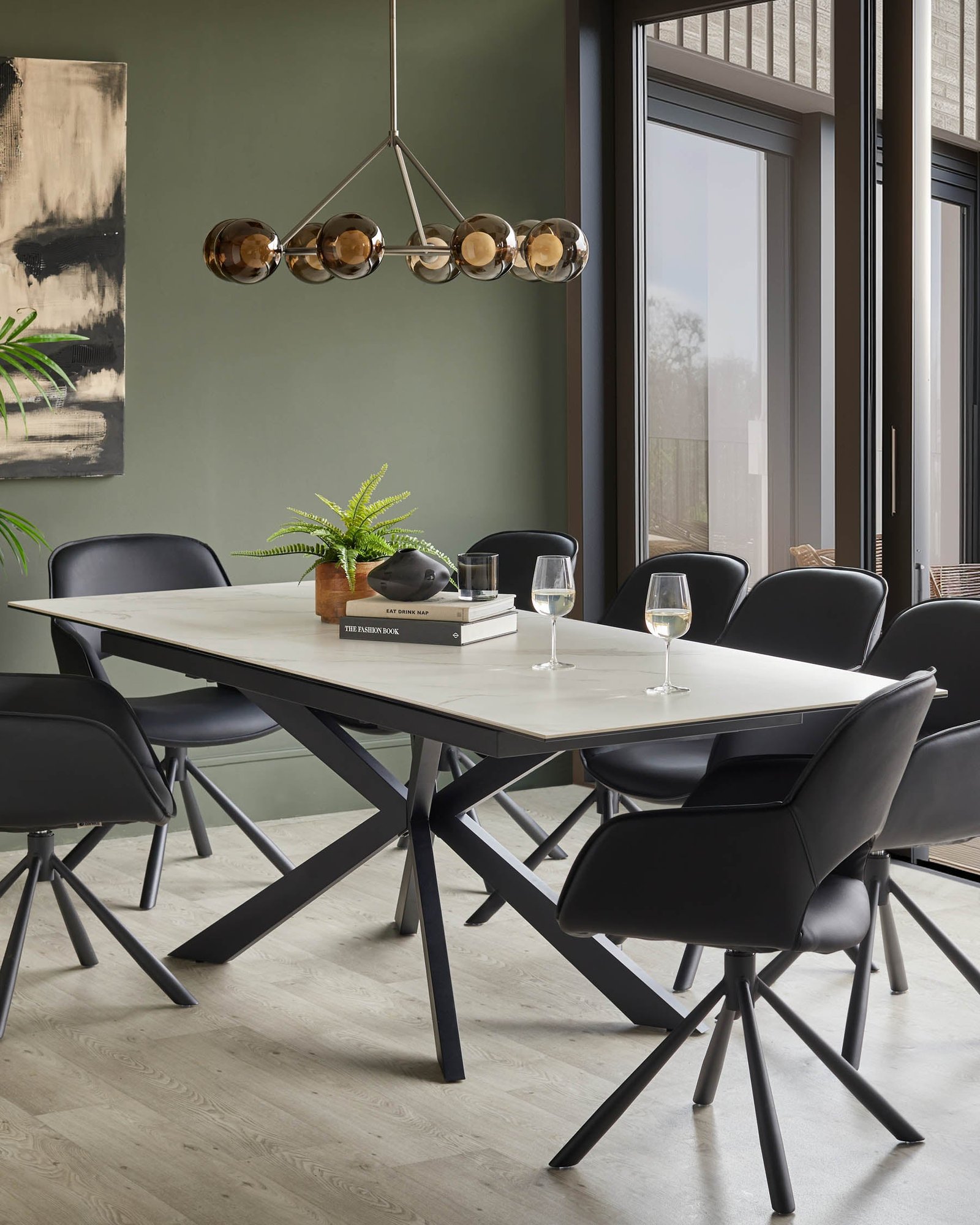 Hayden white ceramic extending 8 to 10 seater dining table - Image 3