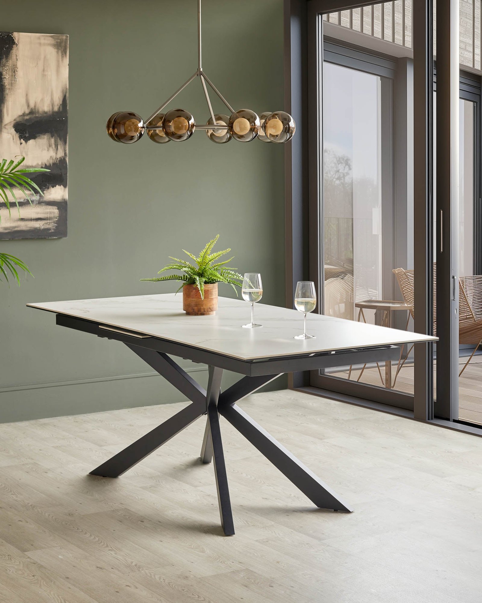 Hayden white ceramic extending 8 to 10 seater dining table - Image 2