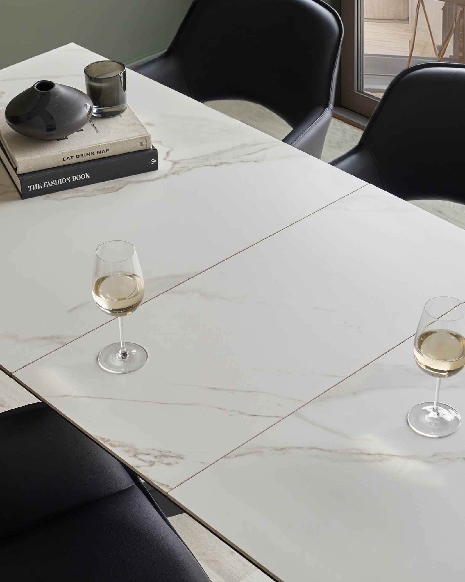 Hayden white ceramic extending 8 to 10 seater dining table - Image 8