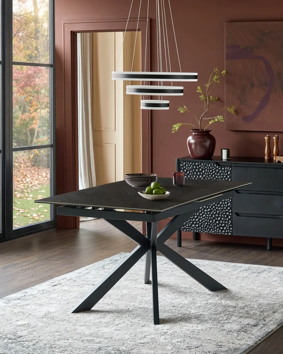 Hayden Dark Grey Ceramic Extending 6 To 8 Seater Dining Table - Image 3
