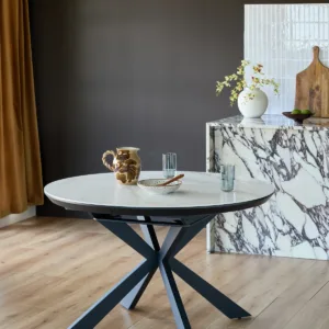 Hayden white round ceramic extending 4 to 6 dining table