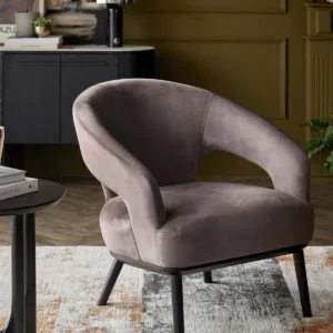Heath mocha velvet accent chair