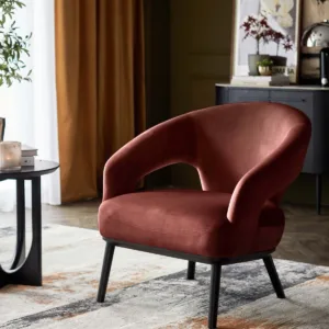 Heath toffee red velvet accent chair