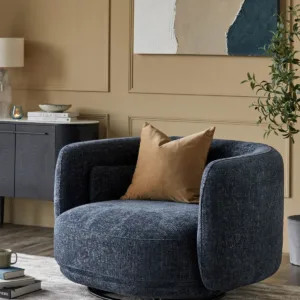 Henry Dark Blue Chunky Weave Swivel Love Seat