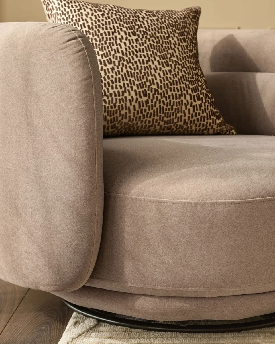 Henry mocha plush fabric swivel love seat - Image 4
