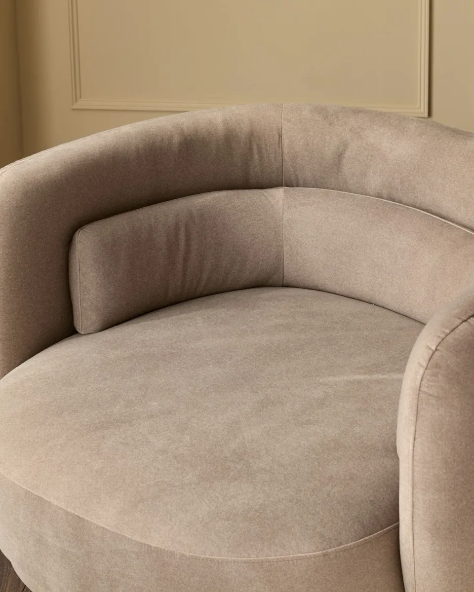 Henry mocha plush fabric swivel love seat - Image 3