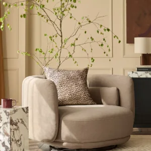 Henry mocha plush fabric swivel love seat