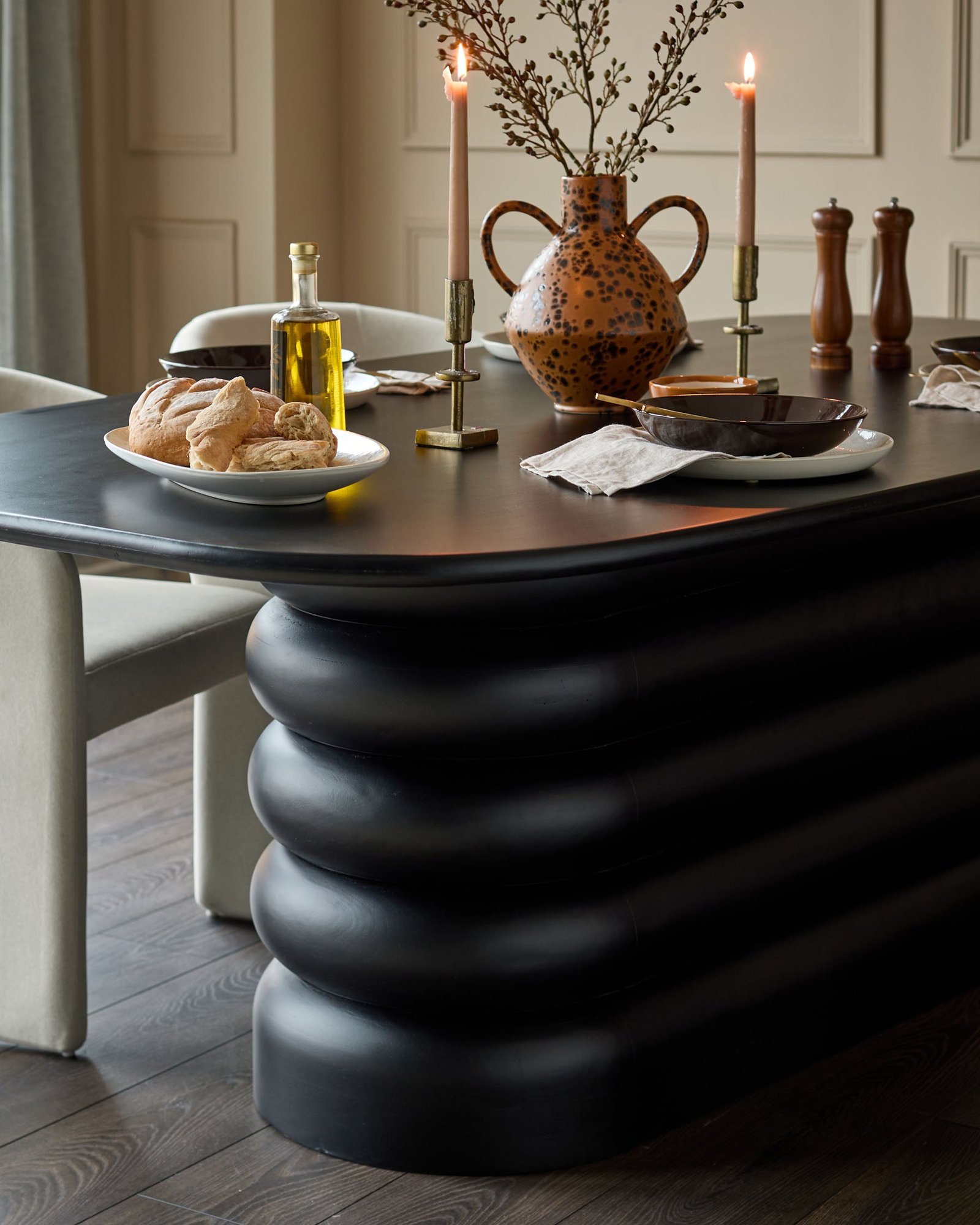 Hepworth black wood 8 seater dining table - Image 3