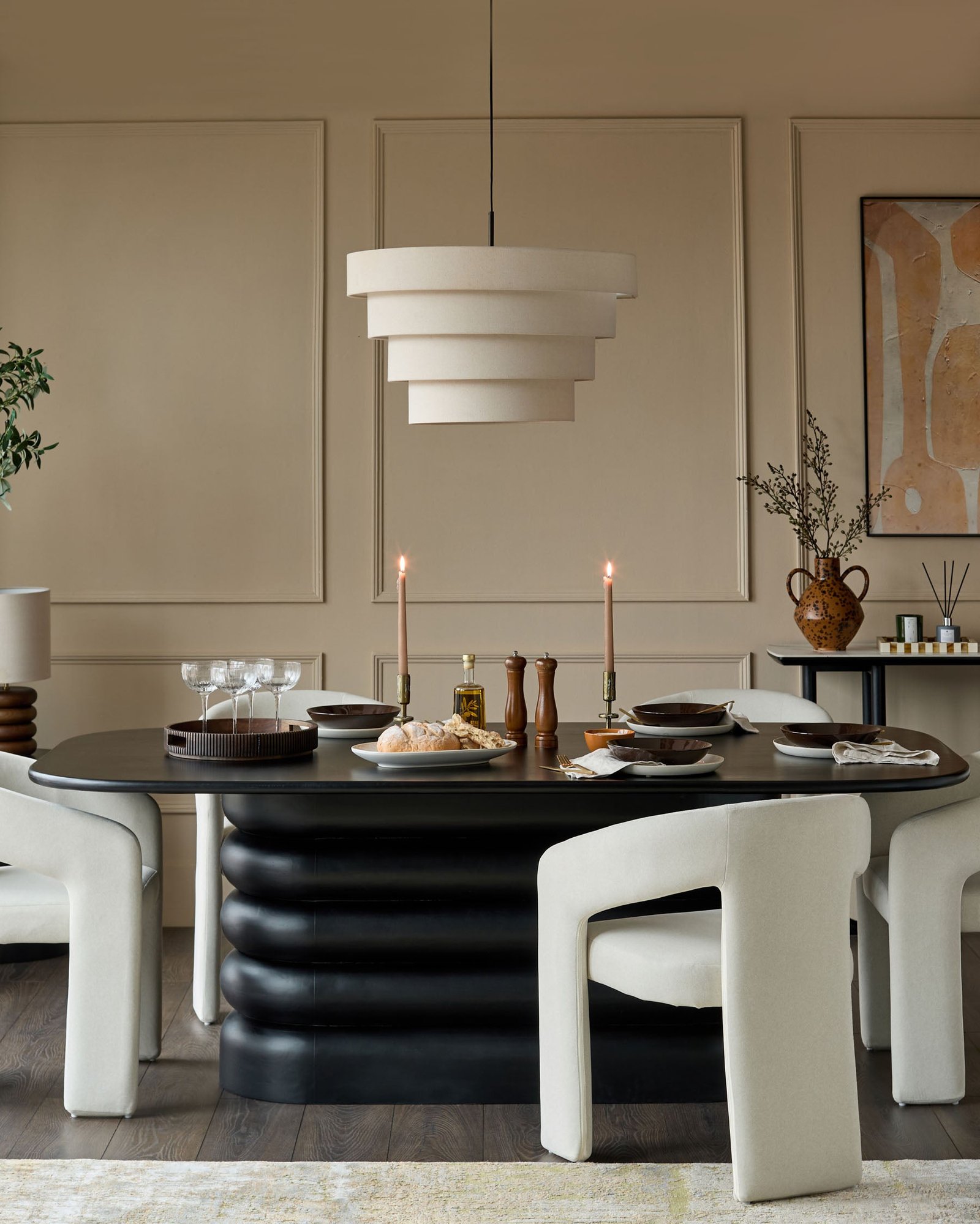 Hepworth black wood 8 seater dining table - Image 9