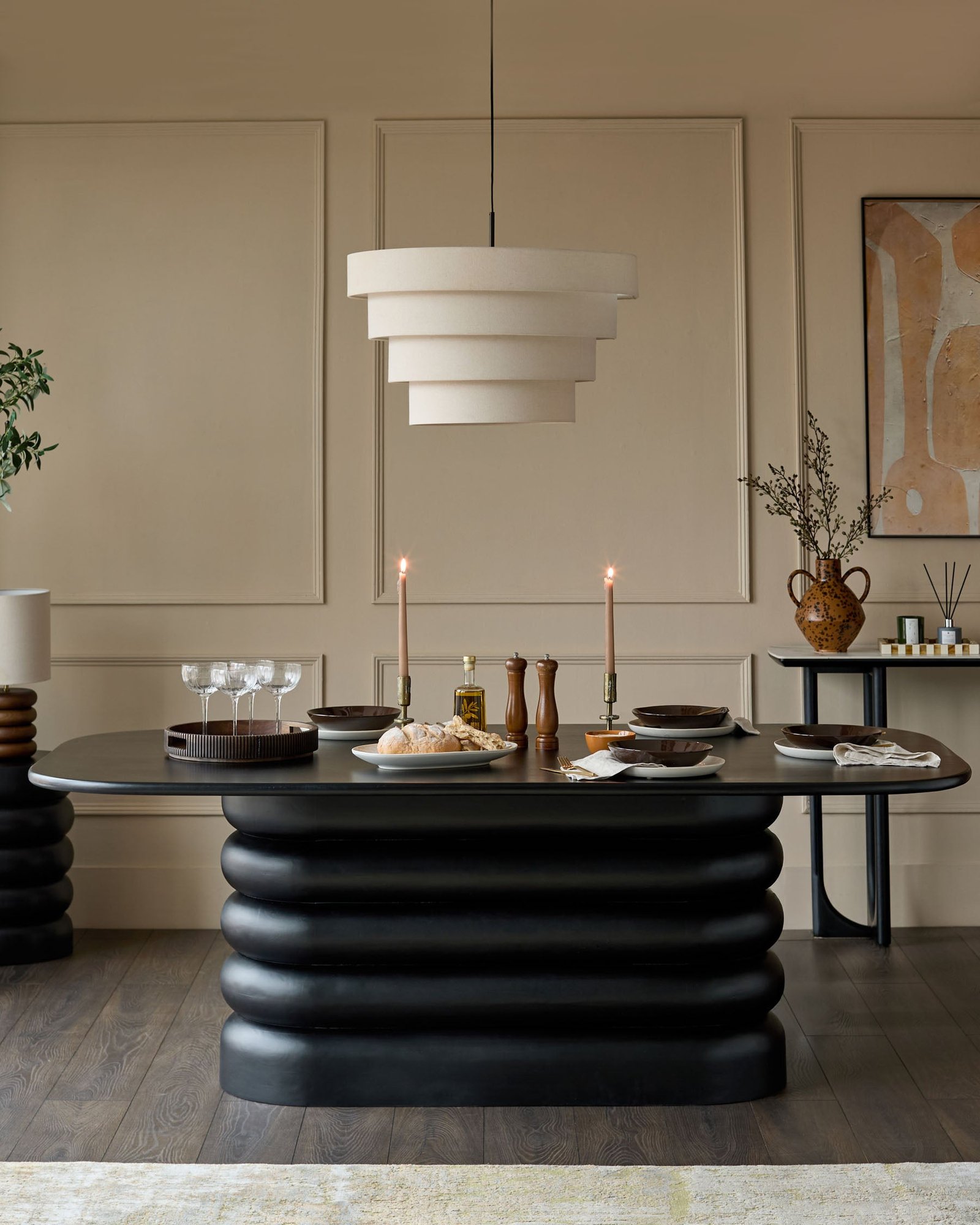 Hepworth black wood 8 seater dining table