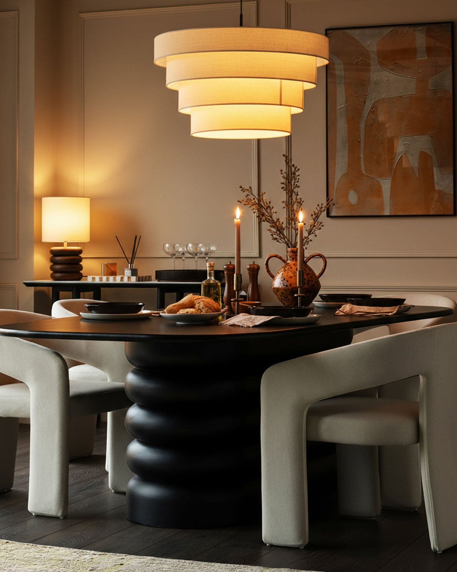 Hepworth black wood 8 seater dining table - Image 2