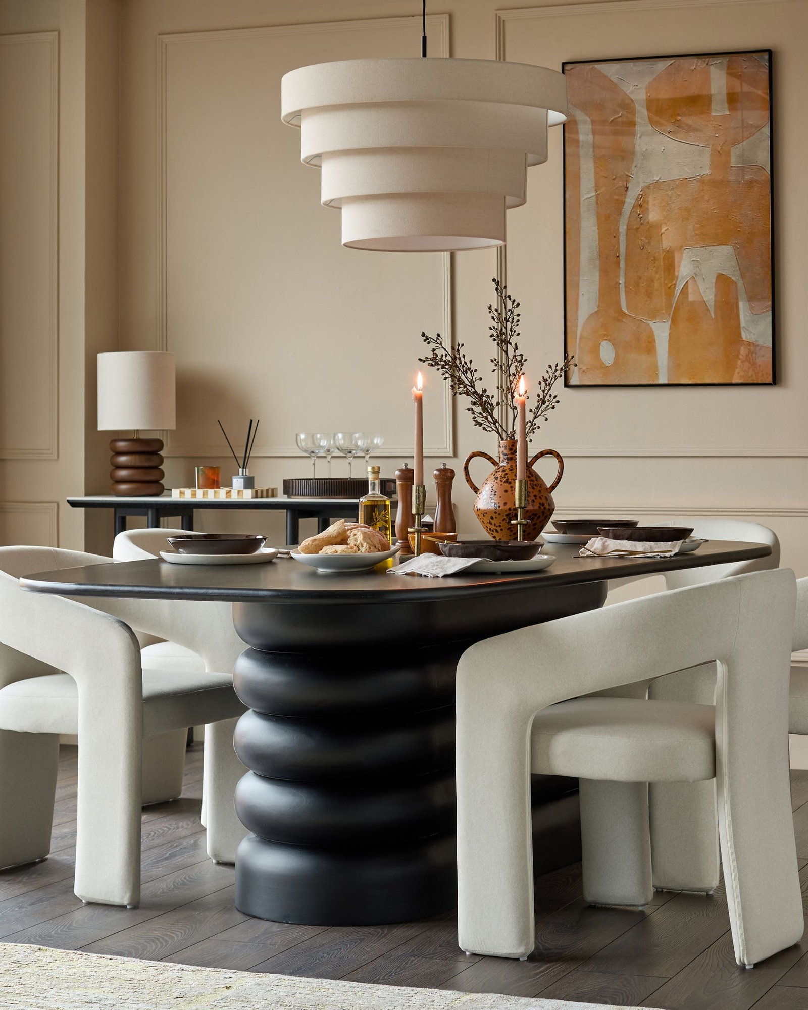 Hepworth black wood 8 seater dining table - Image 6