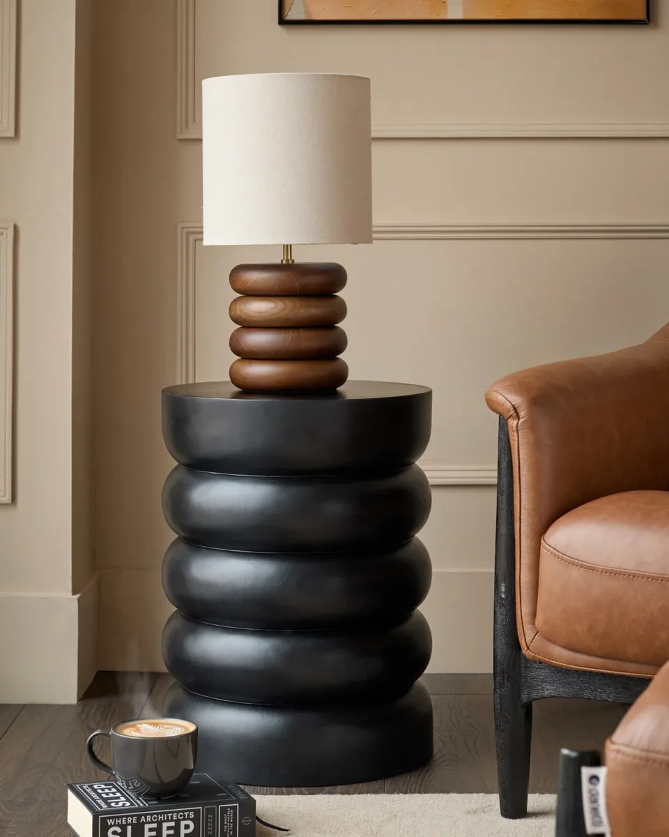 Hepworth black wood side table